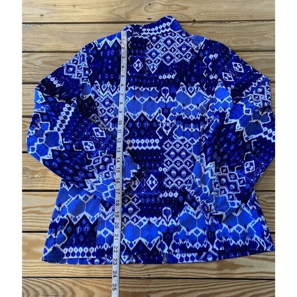 Zenergy By Chico’s Full Zip Patterned Jacket Top Size 0 Women’s Blue - Picture 6 of 8